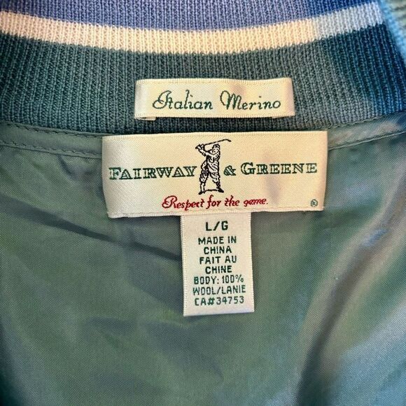Fairway Greene Italian Merino Sweater Golf Vest Lined Zip Mock Neck Argyle L - Picture 4 of 6
